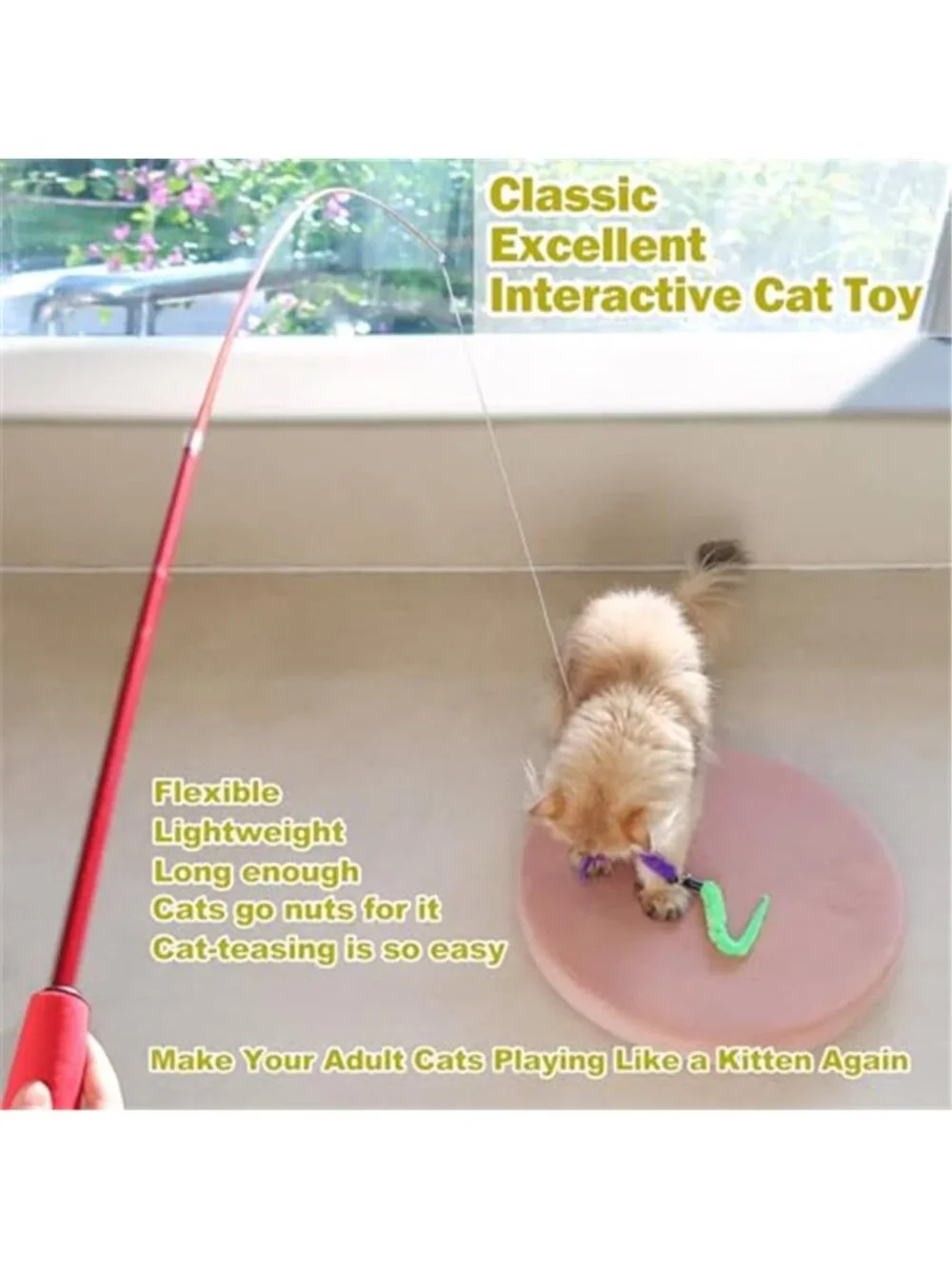 Cat Toys for Indoor Cats, Interactive Cat Toy 2PCS Retractable Wand Toy